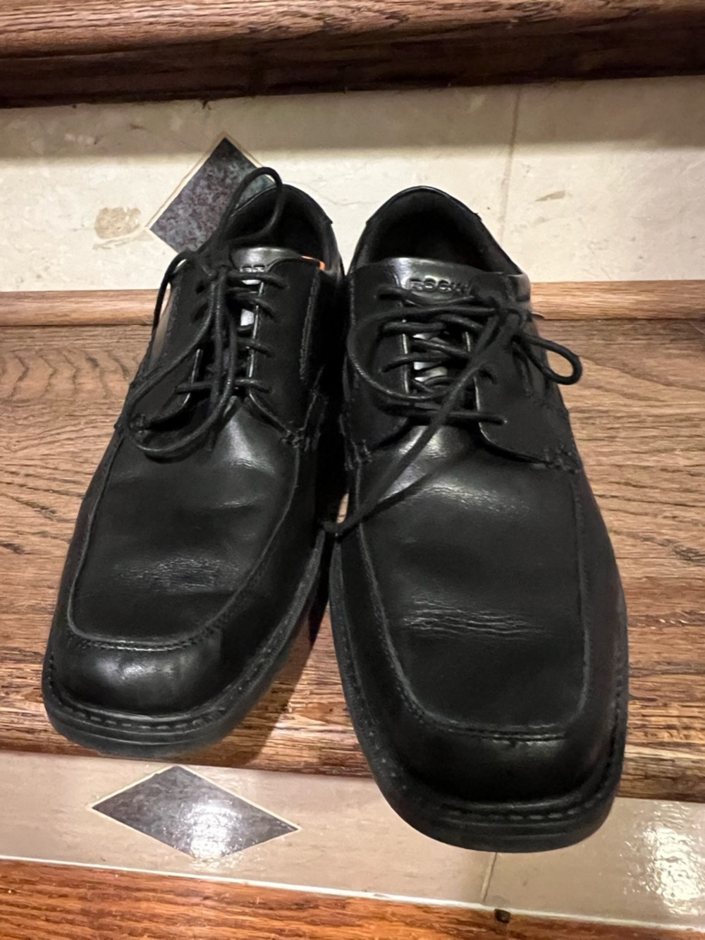 Rockport Black Leather Lace-Up Oxfords